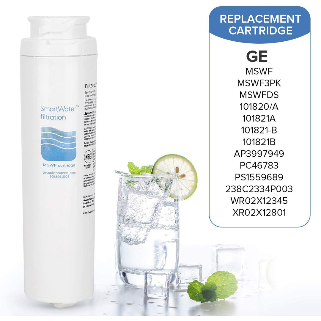 Blue Ripple Replacement For GE MSWF Refrigerator Water Filter, 3 Pack